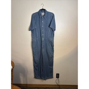 Levi's Heritage Jumpsuit Women's Large Blue Denim Cotton Short Sleeve Pockets XL